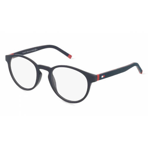 Tommy Hilfiger Eyewear TH 1787 Herren-Brille inkl. Gläser Vollrand Panto Kunststoff-Gestell 49mm/21mm/140mm, blau