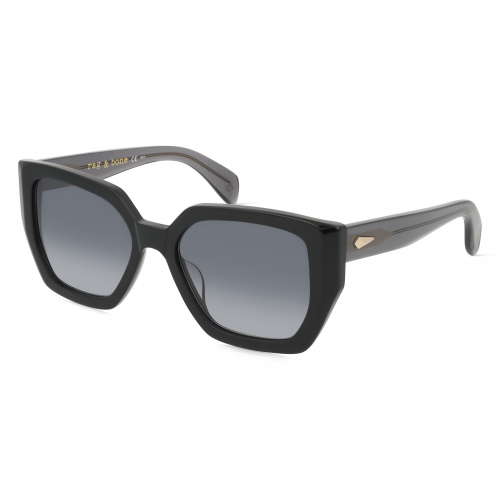 Rag & Bone RNB1052/S Damen-Sonnenbrille Vollrand Achteckig Acetat-Gestell, schwarz