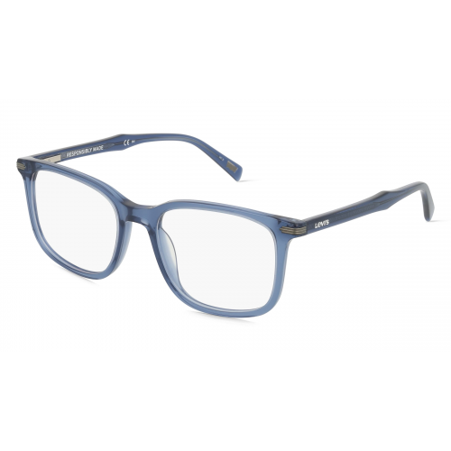 Levi's LV5034 Herren-Brille inkl. Gläser Vollrand Eckig Kunststoff-Gestell 52mm/18mm/145mm, blau