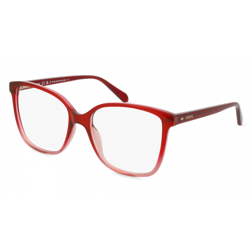 Fossil 7165 Damen-Brille inkl. Gläser Vollrand Butterfly Kunststoff-Gestell 55mm/17mm/140mm, rot