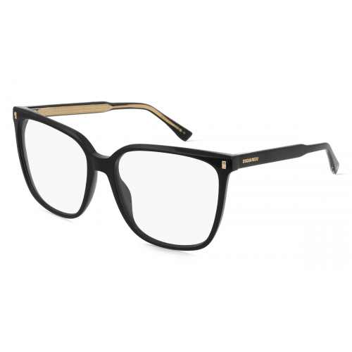 Dsquared2 D2 0115 Damen-Brille inkl. Gläser Vollrand Eckig Acetat-Gestell 57mm/16mm/145mm, schwarz