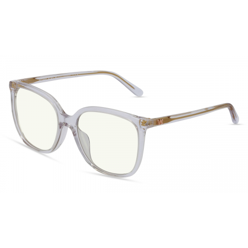 Michael Kors MK2137U ANAHEIM BL Damen-Blaulichtfilterbrille ohne Sehstärke Vollrand Eckig Acetat-Gestell, Transparent