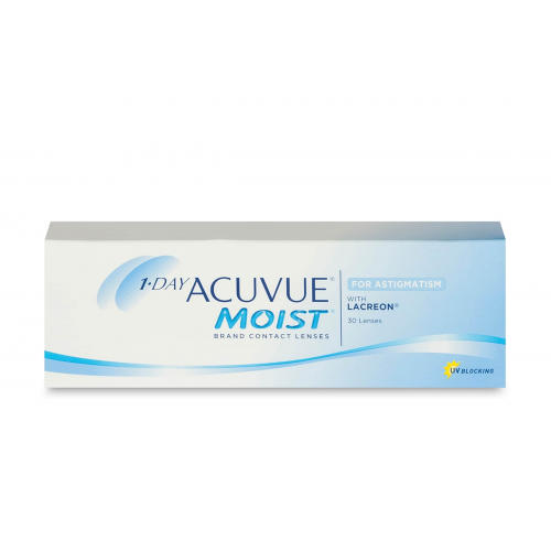 Johnson & Johnson 1-Day Acuvue Moist for Astigmatism (30er Packung) Tageslinsen (3 dpt, Zyl. -0,75, Achse 180 ° & BC 8.5) mit UV-Schutz