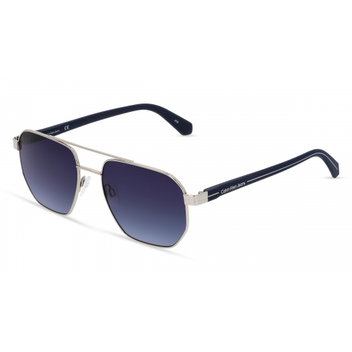 Calvin Klein Jeans CKJ22204S Herren-Sonnenbrille Vollrand Eckig Metall-Gestell, silber