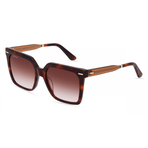 Calvin Klein CK22534S Damen-Sonnenbrille Vollrand Eckig Kunststoff-Gestell, braun