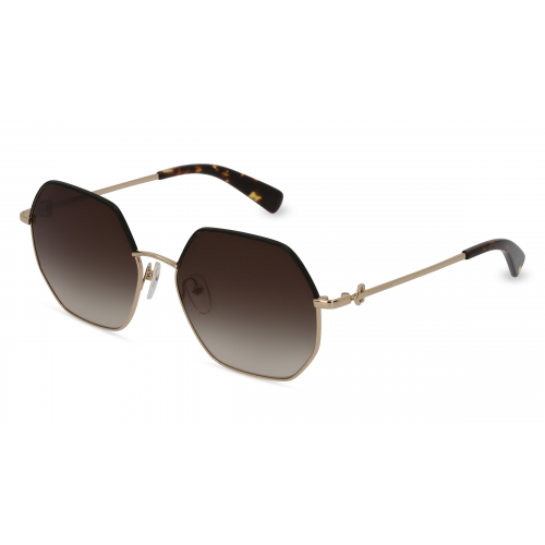 Longchamp LO140SL Damen-Sonnenbrille Vollrand Achteckig Metall-Gestell, gold