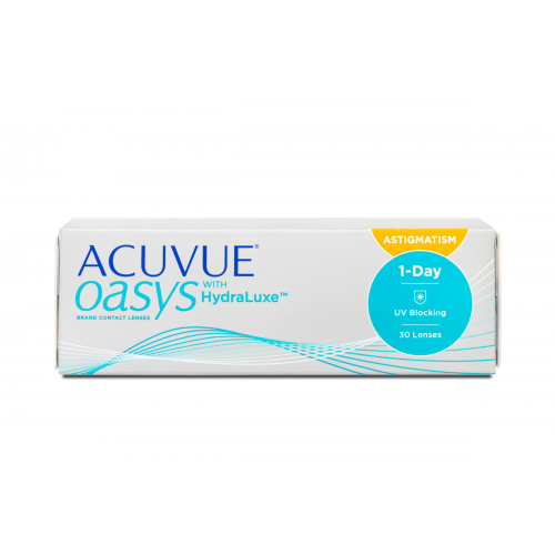 Johnson & Johnson Acuvue Oasys 1-Day for Astigmatism (30er Packung) Tageslinsen (0 dpt, Zyl. -0,75, Achse 10 ° & BC 8.5) mit UV-Schutz