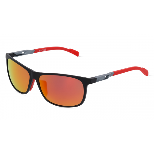 Adidas SP0061 Unisex-Sonnenbrille Vollrand Eckig Kunststoff-Gestell, schwarz