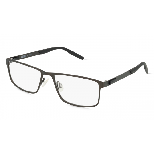 Puma PU0256O Herren-Brille inkl. Gläser Vollrand Eckig Metall-Gestell 57mm/18mm/145mm, grau