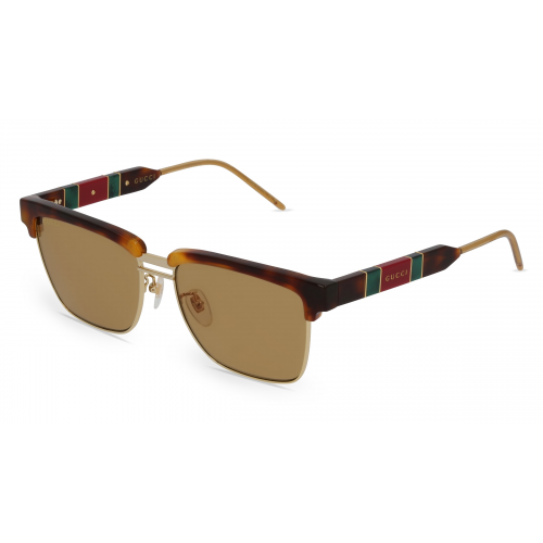 Gucci GG0603S Unisex-Sonnenbrille Vollrand Browline Metall-Gestell, Gold