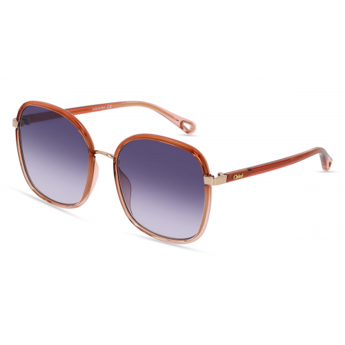 Chloé CH0031S Damen-Sonnenbrille Vollrand Rechteckig Bio-Kunststoff-Gestell, braun