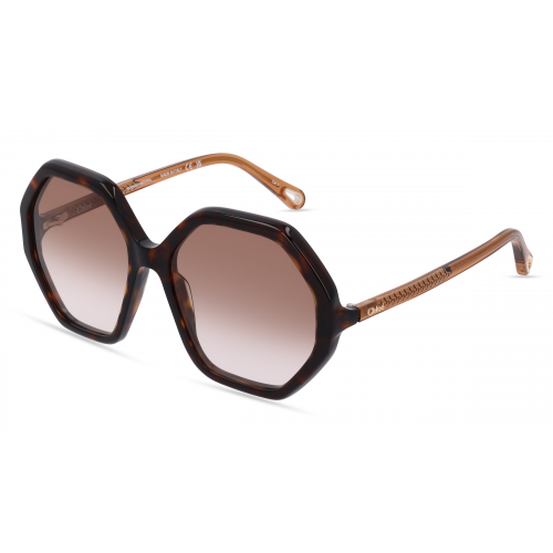 Chloé CH0008S Damen-Sonnenbrille Vollrand Achteckig Kunststoff-Gestell, braun