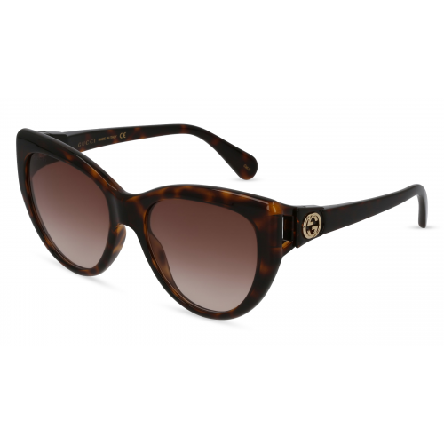 Gucci GG0877S Damen-Sonnenbrille Vollrand Butterfly Kunststoff-Gestell, braun