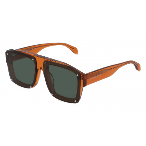 Alexander McQueen AM0335S Unisex-Sonnenbrille Vollrand Eckig Kunststoff-Gestell, orange