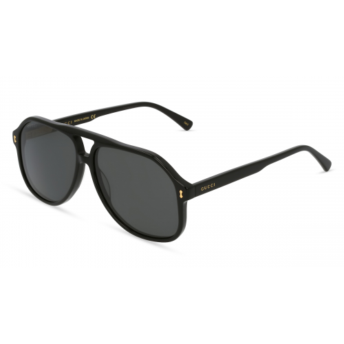 Gucci GG1042S Herren-Sonnenbrille Vollrand Pilot Kunststoff-Gestell, schwarz