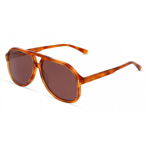 Gucci GG1042S Herren-Sonnenbrille Vollrand Pilot Kunststoff-Gestell, braun