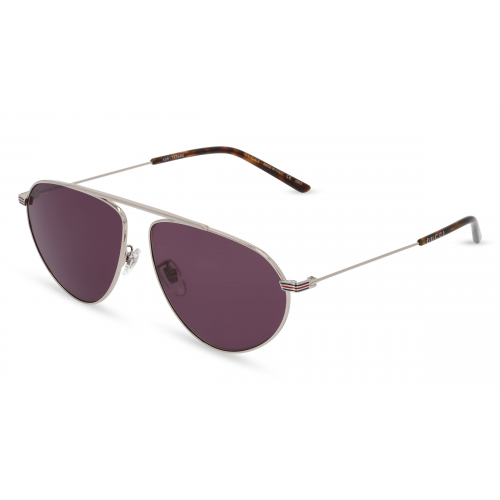 Gucci GG1051S Herren-Sonnenbrille Vollrand Pilot Metall-Gestell, silber