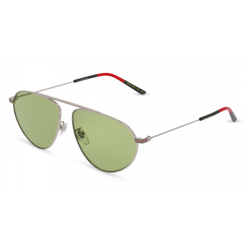 Gucci GG1051S Herren-Sonnenbrille Vollrand Pilot Metall-Gestell, silber