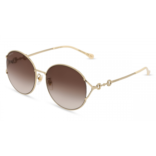 Gucci GG1017SK Damen-Sonnenbrille Vollrand Rund Metall-Gestell, gold