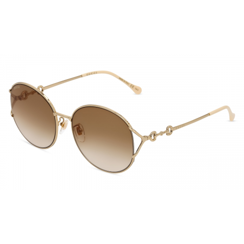 Gucci GG1017SK Damen-Sonnenbrille Vollrand Rund Metall-Gestell, gold