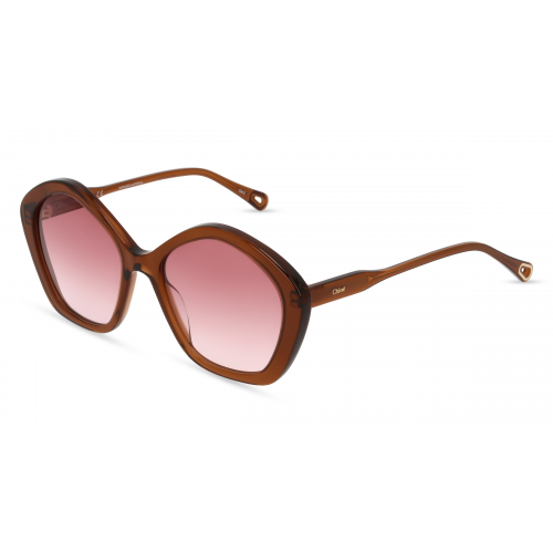 Chloé CH0082S Damen-Sonnenbrille Vollrand Achteckig Bio-Acetat-Gestell, braun