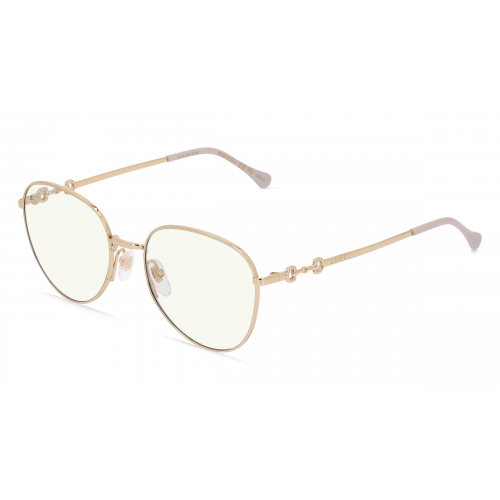 Gucci GG0880S Damen-Blaulichtfilterbrille ohne Sehstärke Vollrand Panto Metall-Gestell, gold