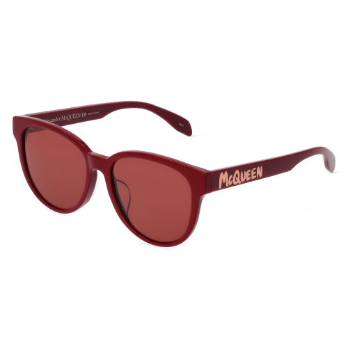 Alexander McQueen AM0387SK Damen-Sonnenbrille Vollrand Panto Kunststoff-Gestell, rot