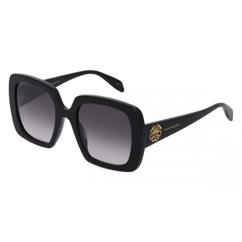 Alexander McQueen AM0378S Damen-Sonnenbrille Vollrand Eckig Kunststoff-Gestell, schwarz