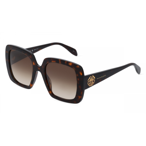 Alexander McQueen AM0378S Damen-Sonnenbrille Vollrand Eckig Kunststoff-Gestell, braun