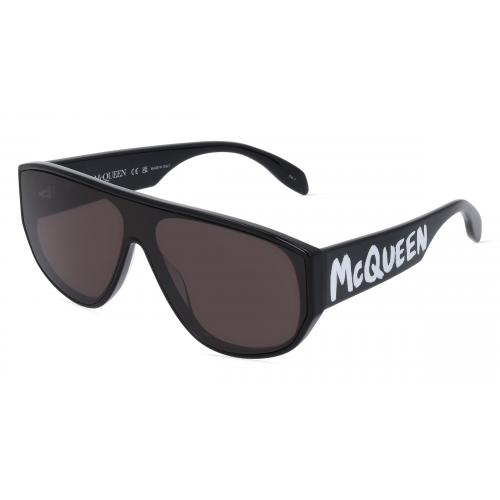 Alexander McQueen AM0386S Herren-Sonnenbrille Vollrand Monoscheibe Kunststoff-Gestell, schwarz