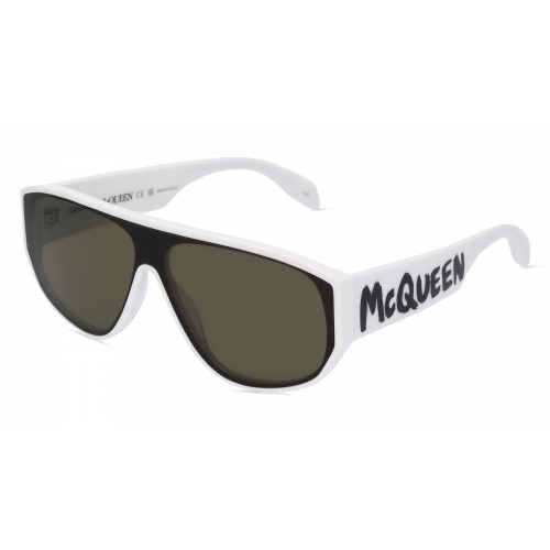 Alexander McQueen AM0386S Herren-Sonnenbrille Vollrand Monoscheibe Kunststoff-Gestell, weiß