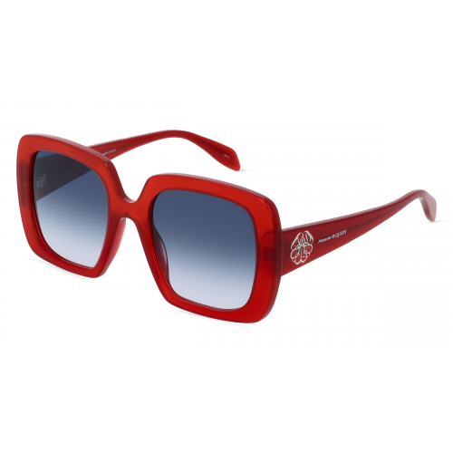 Alexander McQueen AM0378S Damen-Sonnenbrille Vollrand Eckig Kunststoff-Gestell, rot