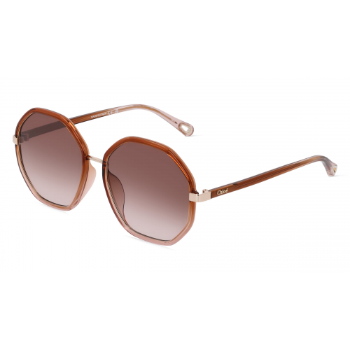 Chloé CH0133SA Damen-Sonnenbrille Vollrand Achteckig Kunststoff-Gestell, braun