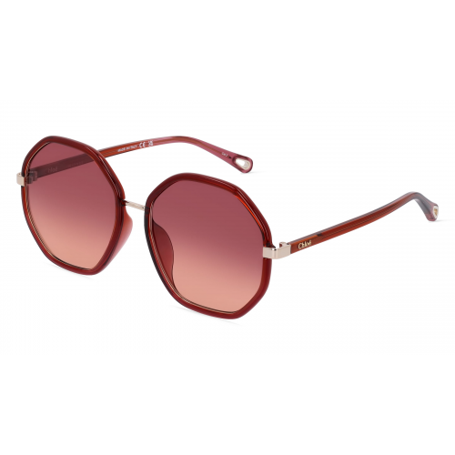 Chloé CH0133SA Damen-Sonnenbrille Vollrand Achteckig Kunststoff-Gestell, rot