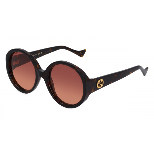 Gucci GG1256S Damen-Sonnenbrille Vollrand Rund Kunststoff-Gestell, braun