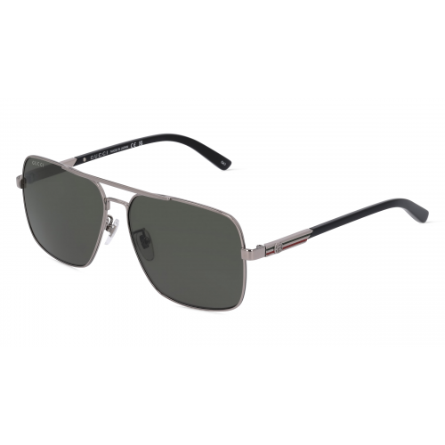 Gucci GG1289S Herren-Sonnenbrille Vollrand Pilot Metall-Gestell, grau