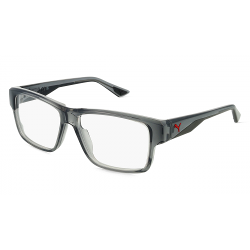 Puma PU0408O Unisex-Brille inkl. Gläser Vollrand Eckig Kunststoff-Gestell 57mm/14mm/145mm, grau