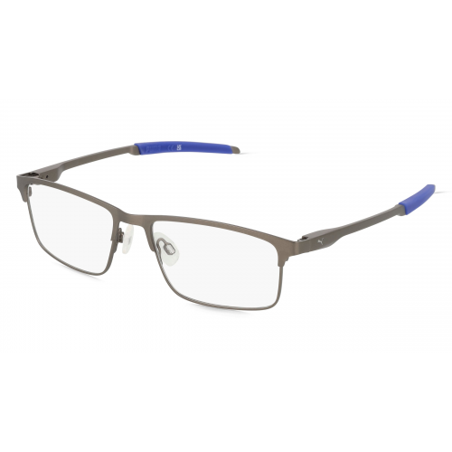 Puma PU0415O Unisex-Brille inkl. Gläser Vollrand Rechteckig Metall-Gestell 54mm/17mm/140mm, grau