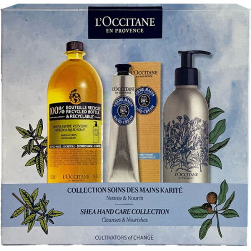 L'Occitane Shea Handpflege Set = &Ouml;ko-Nachf&uuml;llpackung Shea Fl&uuml;ssigseife Verbene 500 ml + Handcreme 75 ml - 1 Forever Bottle 250 ml 3 Artikel im Set