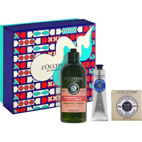 L'Occitane Must-Haves Xmas 23 = Intensiv-Repair Shampoo 300 ml + Shea Handcreme 75 ml + Shea Milch Seife 50 g 3 Artikel im Set