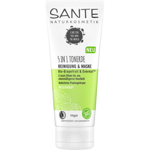 Sante 5in1 Tonerde Reinigung & Maske Bio-Grapefruit & EvermatTM Gesichtscreme 100ml
