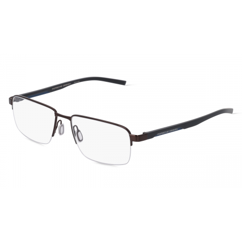 Porsche Design 8747 Unisex-Brille inkl. Gläser Halbrand Rechteckig Metall-Gestell 56mm/17mm/145mm, braun