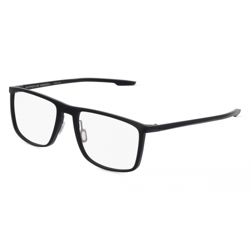 Porsche Design 8738 Unisex-Brille inkl. Gläser Vollrand Rechteckig Kunststoff-Gestell 56mm/19mm/145mm, Schwarz