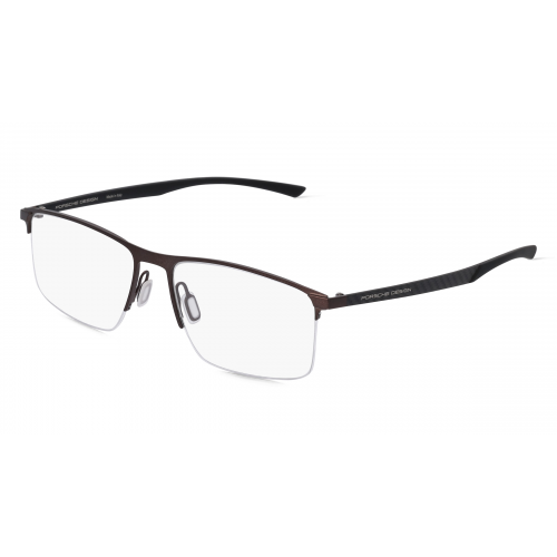 Porsche Design 8752 Unisex-Brille inkl. Gläser Halbrand Rechteckig Metall-Gestell 57mm/17mm/145mm, braun