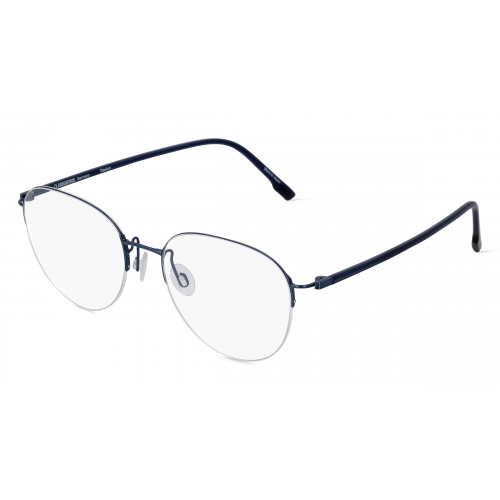 Rodenstock 7140 Unisex-Brille inkl. Gläser Halbrand Rund Metall-Gestell 52mm/18mm/140mm, blau