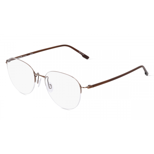 Rodenstock 7140 Unisex-Brille inkl. Gläser Halbrand Rund Metall-Gestell 52mm/18mm/140mm, braun