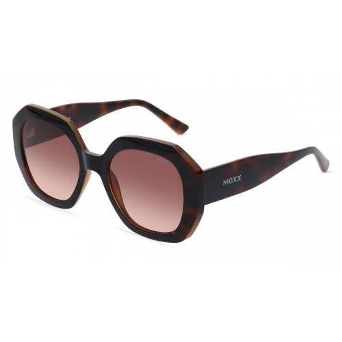 Mexx Eyes 6529 Damen-Sonnenbrille Vollrand Achteckig Kunststoff-Gestell, schwarz