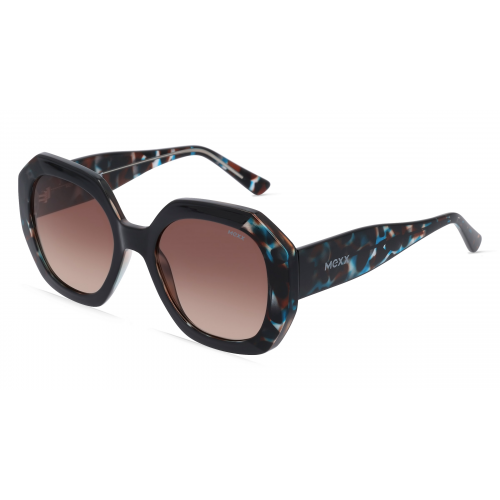 Mexx Eyes 6529 Damen-Sonnenbrille Vollrand Achteckig Kunststoff-Gestell, schwarz