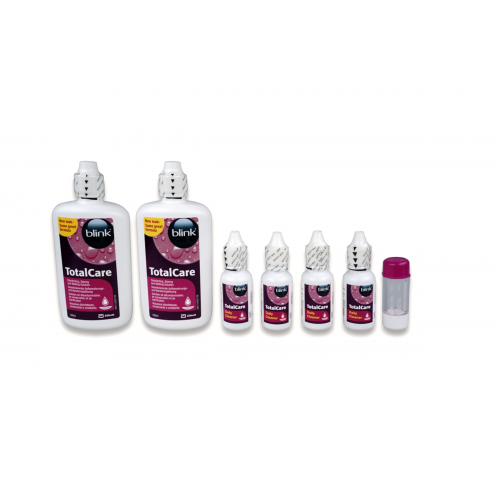 Blink TotalCare Twin Pack (2x120 ml Aufbewahrungslösung + 4x15 ml Reiniger + 1 Behälter) Aufbewahrung und Reinigung, Pflegemittel