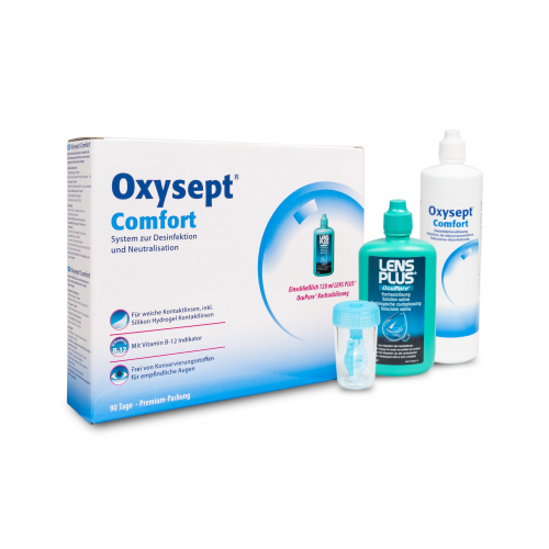 Oxysept Comfort (3x300 ml + 90 Tabletten + 120 ml Kochsalzlösung + 1 Behälter) Peroxidlösung, Pflegemittel